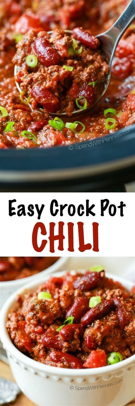 This Easy Crock Pot Chili Recipe Is Loaded With Ground Beef Seasonings And Easy Chili Recipe