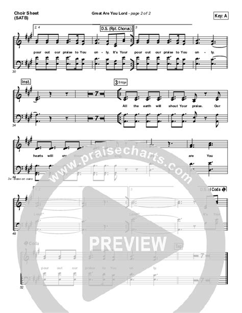 Great Are You Lord Sheet Music Pdf All Sons Daughters Praisecharts