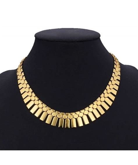 Women S Bib Necklace Choker Statement Necklace K Real Chunky Gold