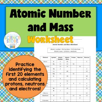 Atomic Number and Mass Worksheet by Teacher Erica's Science Store