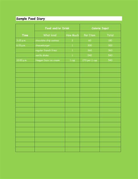 40 Simple Food Diary Templates And Food Log Examples