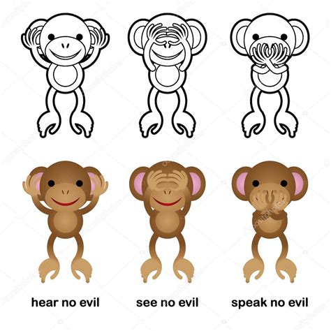 Hear No Evil See No Evil Speak No Evil Chimps — Stock Vector 39799323