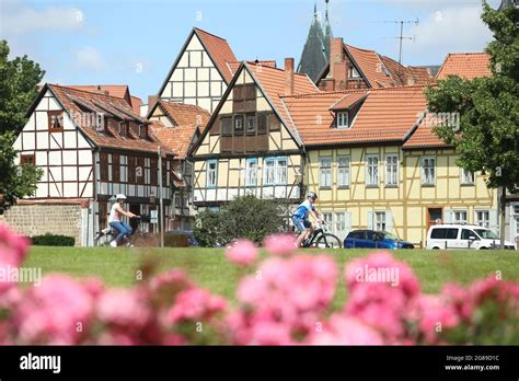 Quedlinburg Germany Th July View Of Half Timbered Facades In