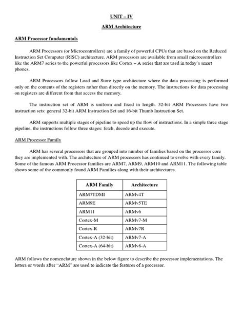 ARM Architecture | PDF | Central Processing Unit | Computer Architecture