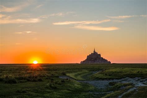 Mont Saint-Michel Bay in Normandy France at Sunset Stock Photo - Image ...