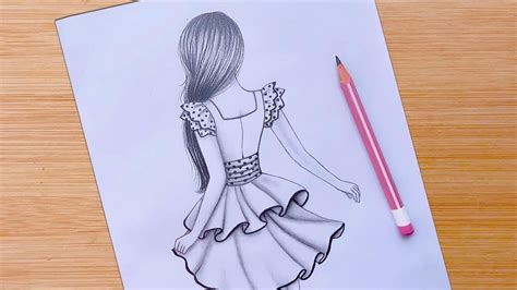 How to draw a girl with beautiful dress for beginners || Drawing Tutorial || كيفية رسم فتاة ...