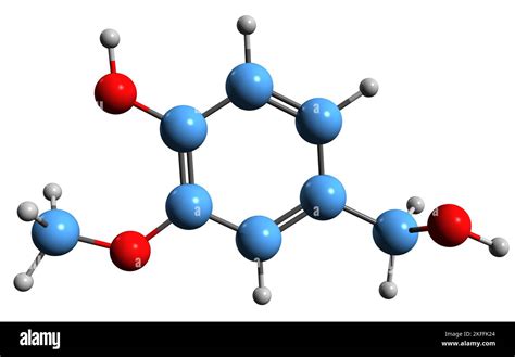 3d Image Of Vanillyl Alcohol Skeletal Formula Molecular Chemical