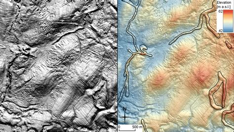 Examples of eskers, along a drumlin field, as plain hillshade model... | Download Scientific Diagram