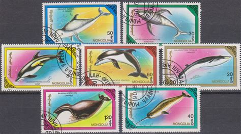 Mongolie Faune marine Série oblitérée MONDE Timbres Feuillets