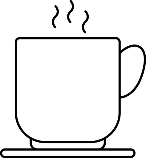 hot tea cup  plate black outline icon  vector art  vecteezy