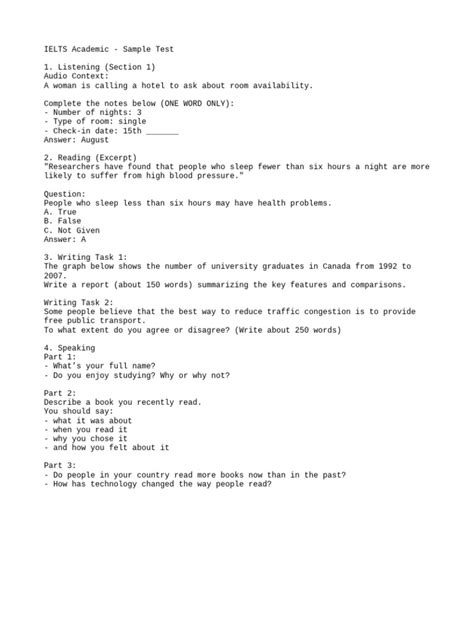 ielts academic sample test