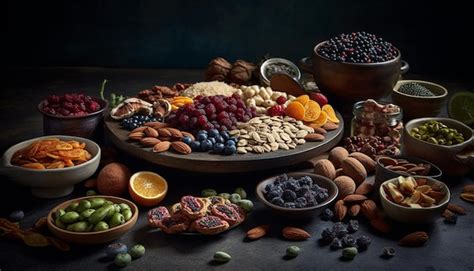 Premium Photo Organic Fruit Bowl With Almond Cashew And Berry