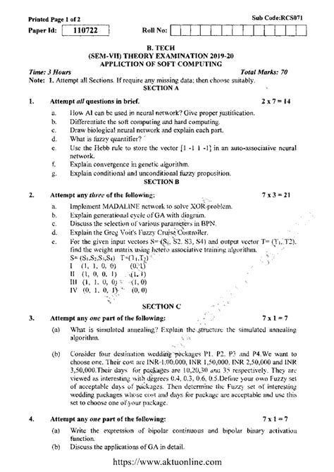 Related AKTU Papers Previous Year S Aktu Question Paper On