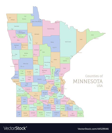 Counties of minnesota administrative map usa Vector Image