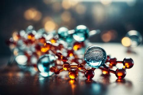 Premium AI Image | Metallic model of molecular structure on mirrored ...