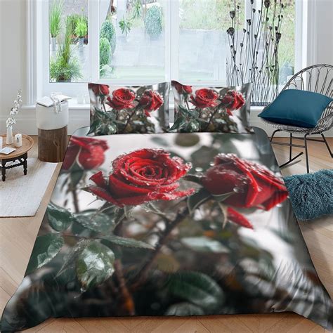 Home Bedclothes Adult Romantic Comforter Cover Quilt Cover Set Ice Rose