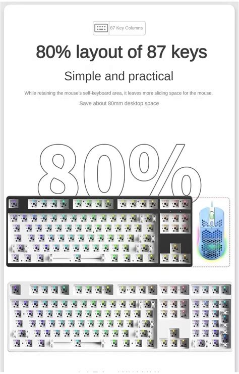 Kc Mechanical keyboard Kit Hot swappable โหมดไรสายบลทธ mAh TKL RGB Barebone