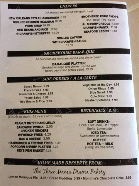 Menu At The Real New Orleans Style Restaurant Marble Falls Rm 1431