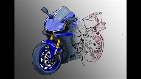 Yamaha R1 Drawing Huion Kamvas Gt 191 Youtube