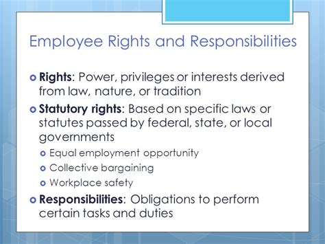 Workplace Rights And Responsibilities And Duties