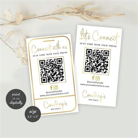 Two White And Gold Wedding Cards With Qr Code