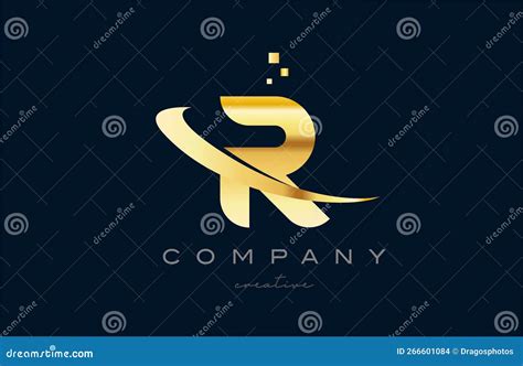 Gold Golden R Alphabet Letter Logo Icon Design Creative Template For