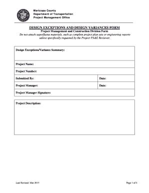 Fillable Online Mcdot Maricopa Appendix G Design Exceptions And Design