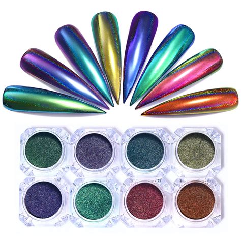 1 Box NICOLE DIARY Aurora Neon Nail Glitter Mirror Powder Holographic