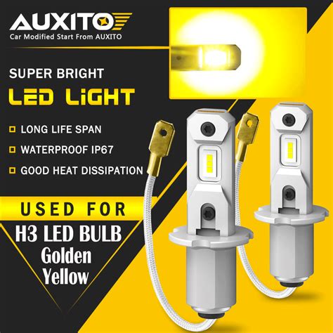 2x Auxito Yellow H3 Led Fog Light Headlight Bulbs Lamp Conversion Kit 3000k Eoa Ebay