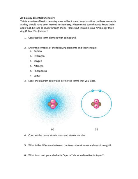 Chemistry Worksheets And Handouts Pdf For Printing Worksheets Library