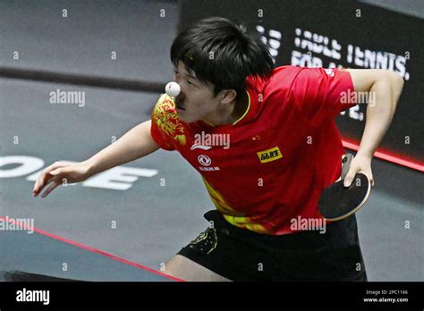 Singapore Th Mar Wang Chuqin Of China Serves During The Men S