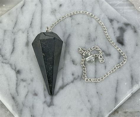 Hematite Pendulum Hexagon Faceted Cone Awakenings