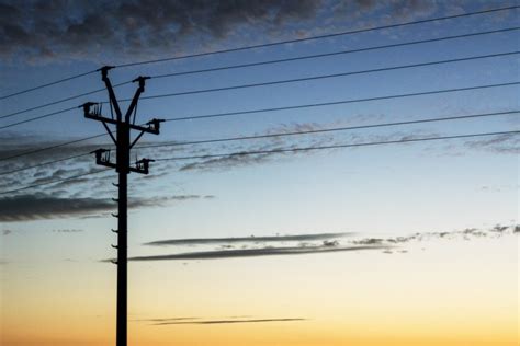 Electric Pole Sunset Landscape | Copyright-free photo (by M. Vorel ...