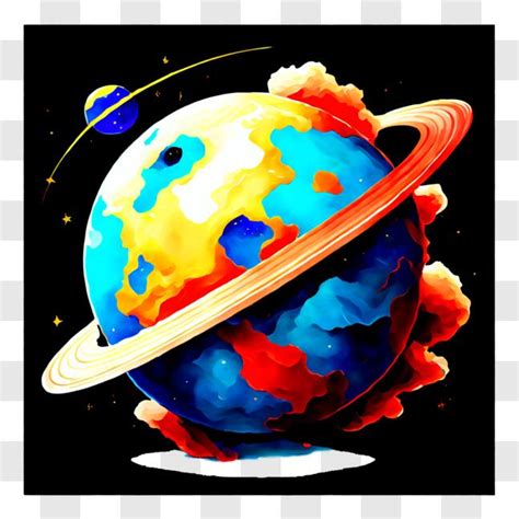 Download Colorful Planet With Rings Pngs Online Creative Fabrica