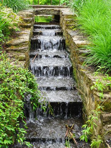 Image Of Staircase Waterfall Steps Natural Garden Stream Water Feature ...