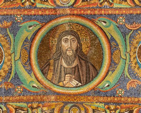 Ravenna Italy January The Mosaic Of Jesus Christ From The