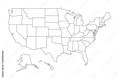 Super High detail of USA map. Outline map of America on white ...