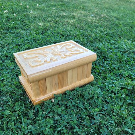 Hand Carved Wood Jewelry Box Walnut Box With Lid Secret Etsy