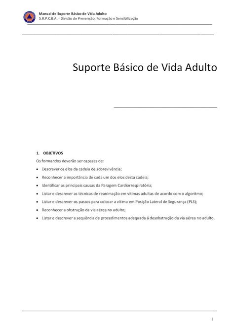 PDF Suporte Básico de Vida Adulto A Geração do Botão PDF