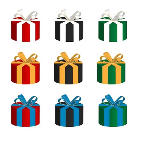 Set De Regalos Redondos De Diferentes Colores Vector Premium