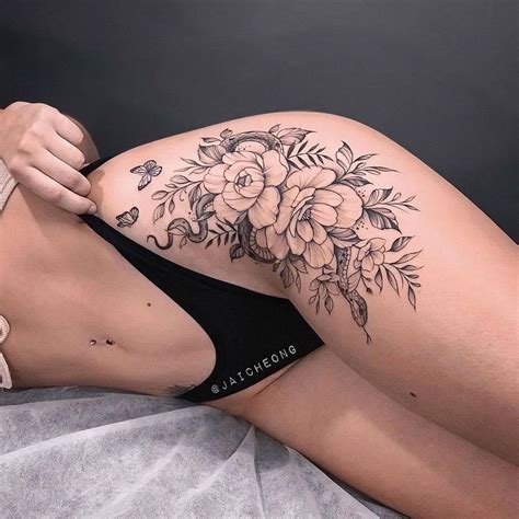 Thigh Tattoos For Women Cute Thigh Tattoos Side Hip Tattoos Cute