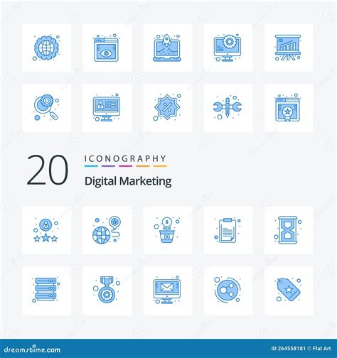 20 Digital Marketing Blue Color Icon Pack Like Hour Dollar Tasks