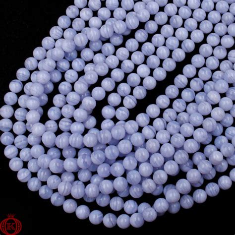 Blue Lace Agate Beads Smooth Round Natural Light Blue Stripe Etsy