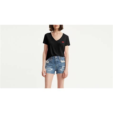 Levis Perfect V Neck T Shirt Women Regular Fit T Shirts Flannels