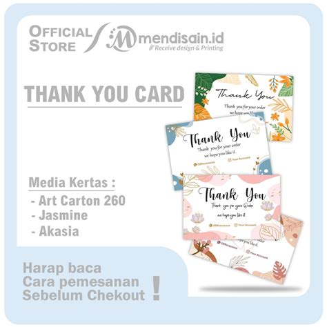 Jual Thank You Card Kartu Terima Kasih Kartu Hampers Thankyou Card Kartu Ucapan Terima