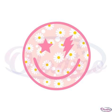 Pink Daisy Smiley Face Svg Files For Cricut Sublimation Files