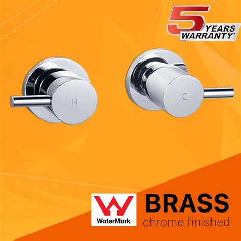 Quality Brass Hot Cold Tap Turn Shower Twin Taps Double Handle Wall Mounted EBay