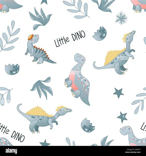 Seamless cute dinosaur pattern. Colorful dino background for kids ...