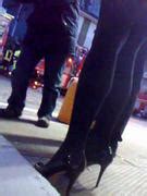 Candid Street MILF In Miniskirt Black Nylons Black Pumps