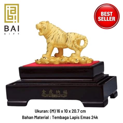 Jual BAI GIFT PAJANGAN PATUNG SHIO MACAN LAPIS EMAS 24K SOUVENIR SHIO